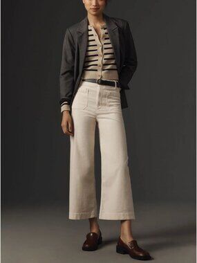 Maeve for Anthropologie The Colette Wide Leg Cropped Corduroy pants NWTs